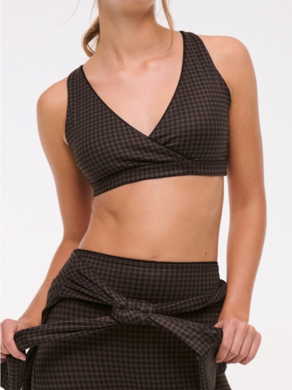 Brown Gingham Abercrombie Workout Set